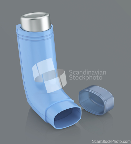 Image of Blue portable asthma inhaler