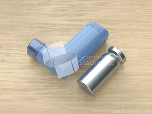 Image of Blue portable inhaler device