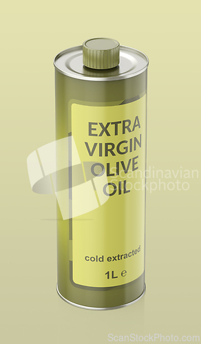 Image of Olive oil in a round tin bottle