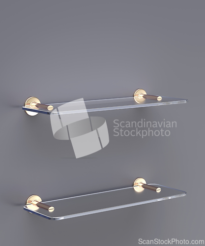 Image of Glass shelves with rose gold brackets