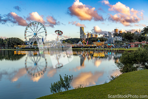 Image of Vibrant Barigui Park in capital and largest city Curitiba of state Parana Brazil.