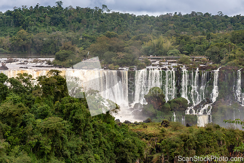 Image of Powerful Iguazu Falls, one of the world's most impressive waterfalls. Brazil side. Brazilian wilderness landscape.