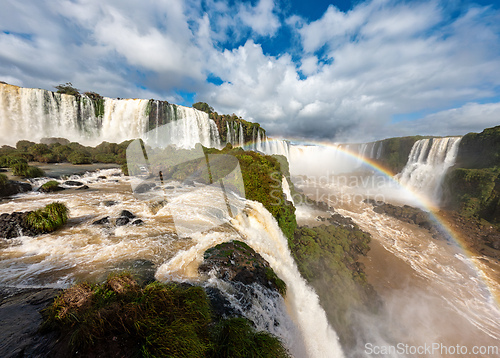 Image of Powerful Iguazu Falls, one of the world's most impressive waterfalls. Brazil side. Brazilian wilderness landscape.
