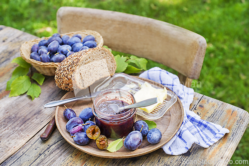 Image of Plum jam breakfast meal