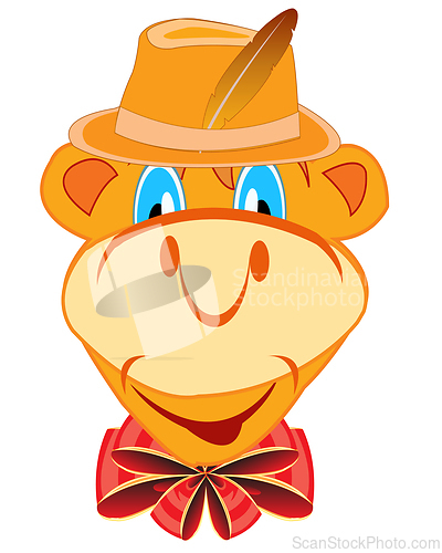 Image of Cartoon animal camel in headdress and bow on neck