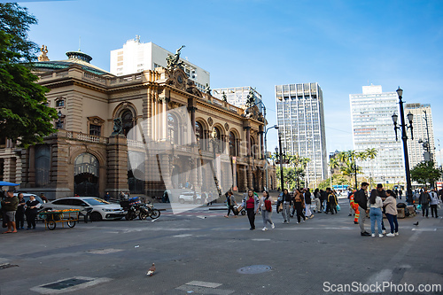 Image of Theatro Municipal de Sao Paulo, a landmark of the city downtown. Sao Paulo, Brazil.