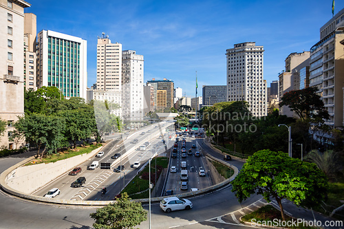 Image of Viaduto do Cha, a famous landmark in the heart of downtown Sao Paulo. Brazil.