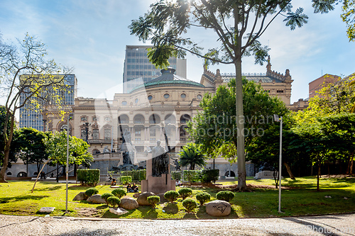 Image of Historic Municipal Theatre of Sao Paulo, a cultural landmark. Brazil