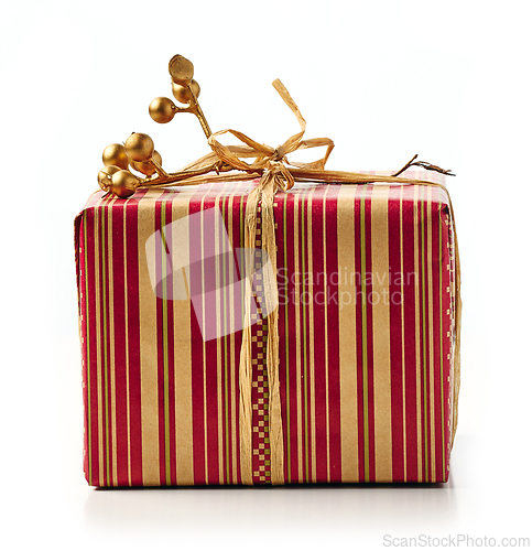 Image of beautiful wrapped Christmas gift box