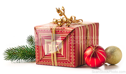 Image of wrapped gift box isolated on white background