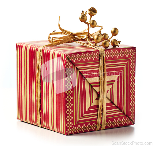 Image of beautiful wrapped Christmas gift box
