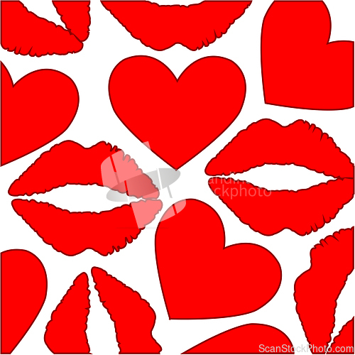 Image of Signs of the lip and heart seamless pattern