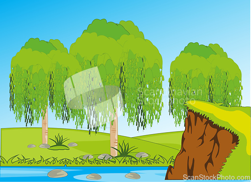 Image of Year landscape with river and tree ashore