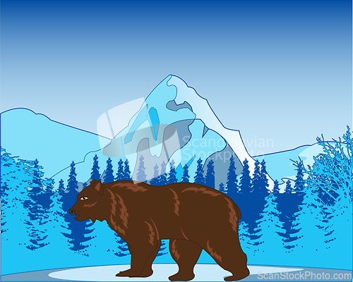 Image of Colorful landscape of the mountains and wood in winter