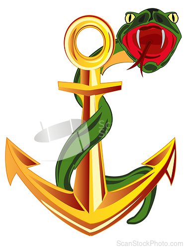 Image of Poisonous snake on golden anchor from nave
