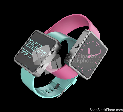 Image of Smartwatches with different colored straps
