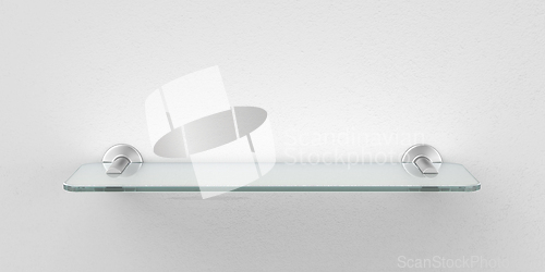 Image of Glass shelf with silver brackets