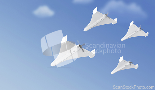 Image of Group of four military unmanned aerial vehicles