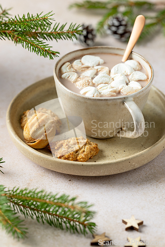 Image of cup of hot chocolate and cookies