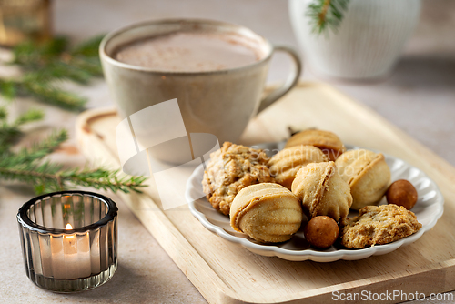 Image of cup of hot chocolate and cookies