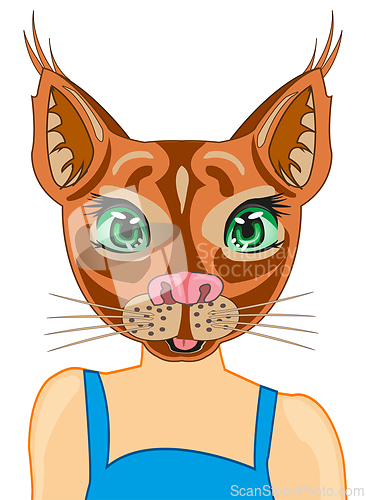 Image of Cartoon of the girl with mug animal cats