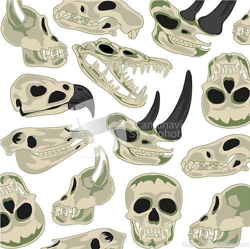 Image of Skull of the person and different animal decorative pattern