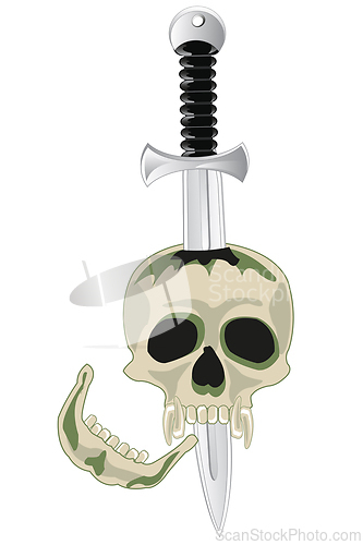 Image of Skull of the person murdered weapon sword