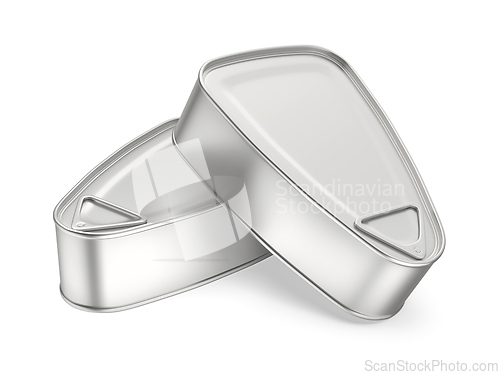 Image of Tin cans with ham, fish, or other food