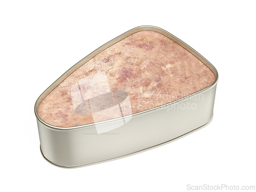 Image of Opened tin can of ham