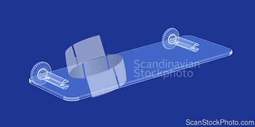 Image of 3D model of an empty shelf