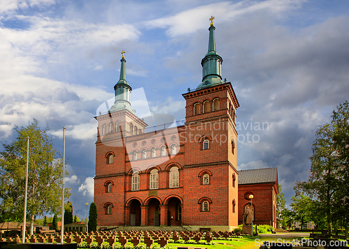 Image of Tyrv&auml;&auml; Church with Two Towers in Sastamala, Finland