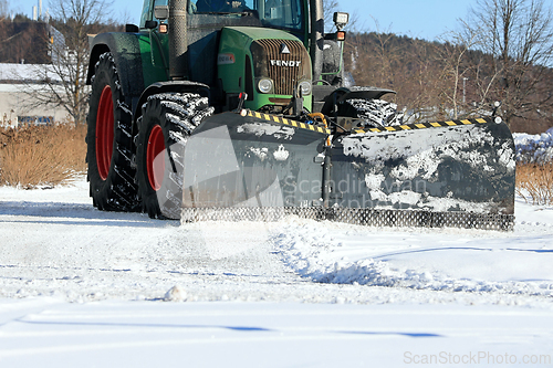 Image of Snow Removal with Fendt 414 Vario Tractor and Snowplow