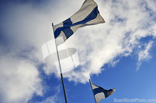 Image of waving national flags of Finland 