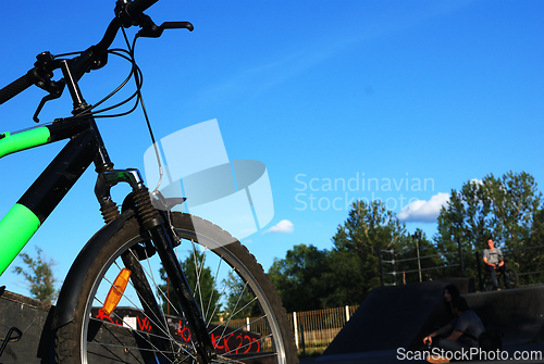 Image of bicycle on the sports ground 