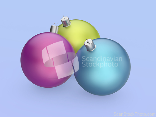 Image of Three Christmas balls in different colors