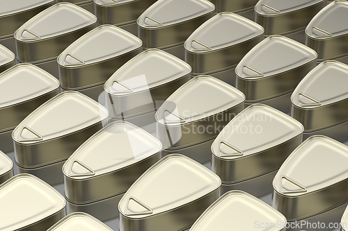 Image of Many rows with tin cans