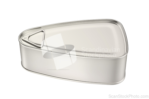 Image of Side view of tin can containing ham, fish, or other food
