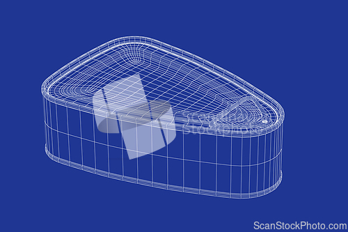Image of 3D model of tin can for ham, fish, or other food