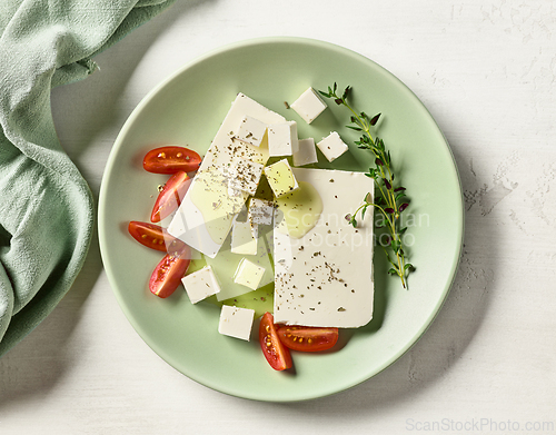 Image of plate of fresh greek cheese