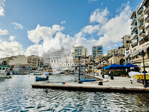 Image of Small fishing boats moored in St Julians and Spinola bay