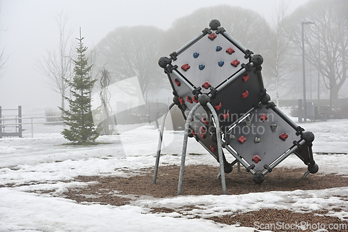 Image of climbing cube on the playground in the park 