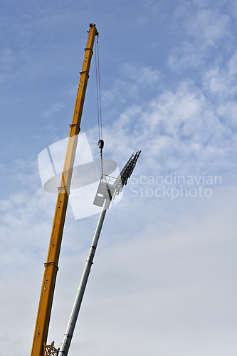 Image of installation of lighting equipment at the stadium 