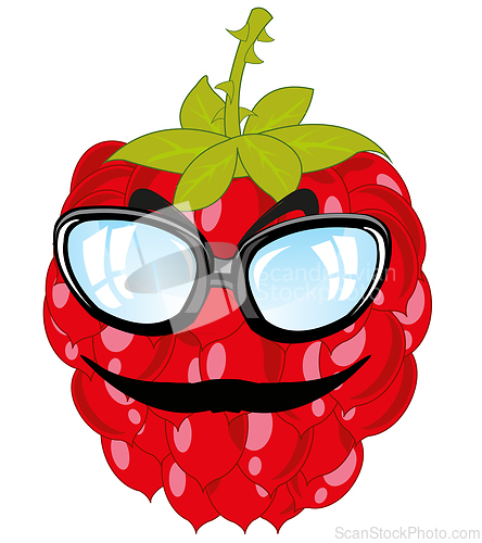 Image of Berry raspberry bespectacled and with moustache comic illustration