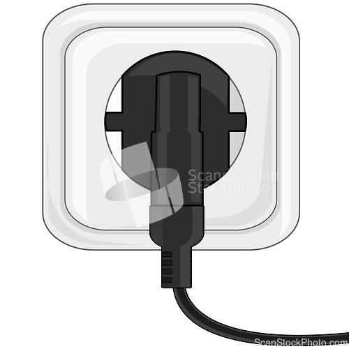 Image of Electric plug in socket on white background is insulated
