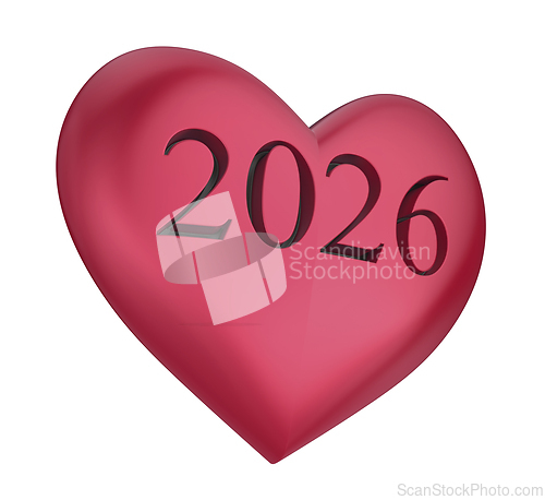 Image of Red heart engraved with 2026
