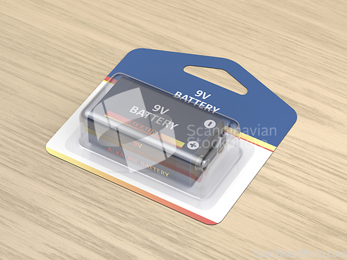 Image of Nine volt alkaline battery in blister pack