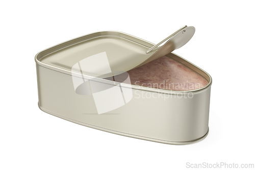Image of Open tin can with ham