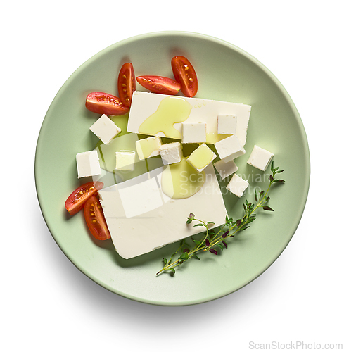 Image of plate of fresh greek cheese