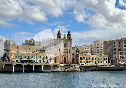 Image of beautiful landscape of Malta, Balluta bay 