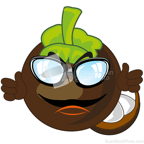 Image of Mangosten fruit cartoon on white background is insulated